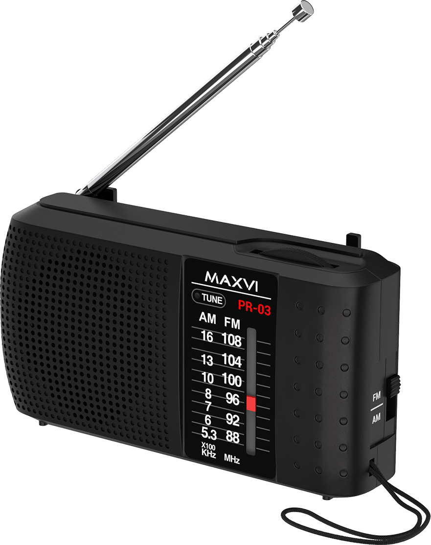 Черный компактный AM/FM радиоприёмник Maxvi PR 03